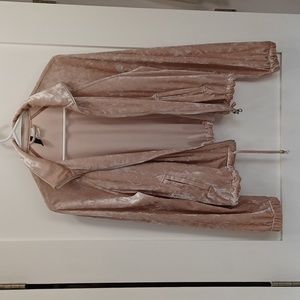 Velour blush pink soft zip up jacket by Divided small